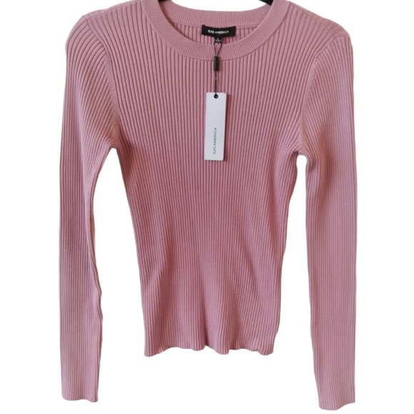 525 America Sweaters - 525 America Pink Rib Knit Long Sleeve Small Top